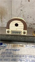 Hanging wooden radio birdhouse