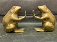 Pair of Brass Frog Bookends, 6"t x 5"w