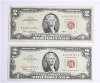 (2) SERIES OF 1963 $2 RED SEAL NOTES