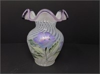 Hand Painted Fenton Style 5.5" Glass Vase