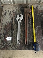 24" Pipe Wrench, 16" Craftsman Crescent Wrench
