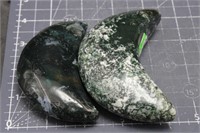 2, Large Moss Agate Moons. 13oz