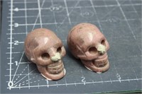 2, Rhodonite Skulls, 3oz