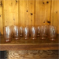 Set of 16 Pink Drinking Glasses - 2 Sizes