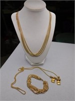 Sarah Cov. triple chain 24" necklace w/ bracelet -