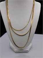 3 Herringbone necklaces, 16" -18" -24" Avon