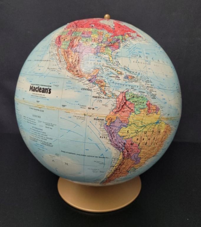 Maclean's Magazine Desktop Globe Replogle, Toleman