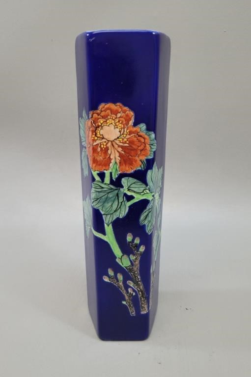 Oriental Cobalt Floral Octagon Ceramic Vase ROC