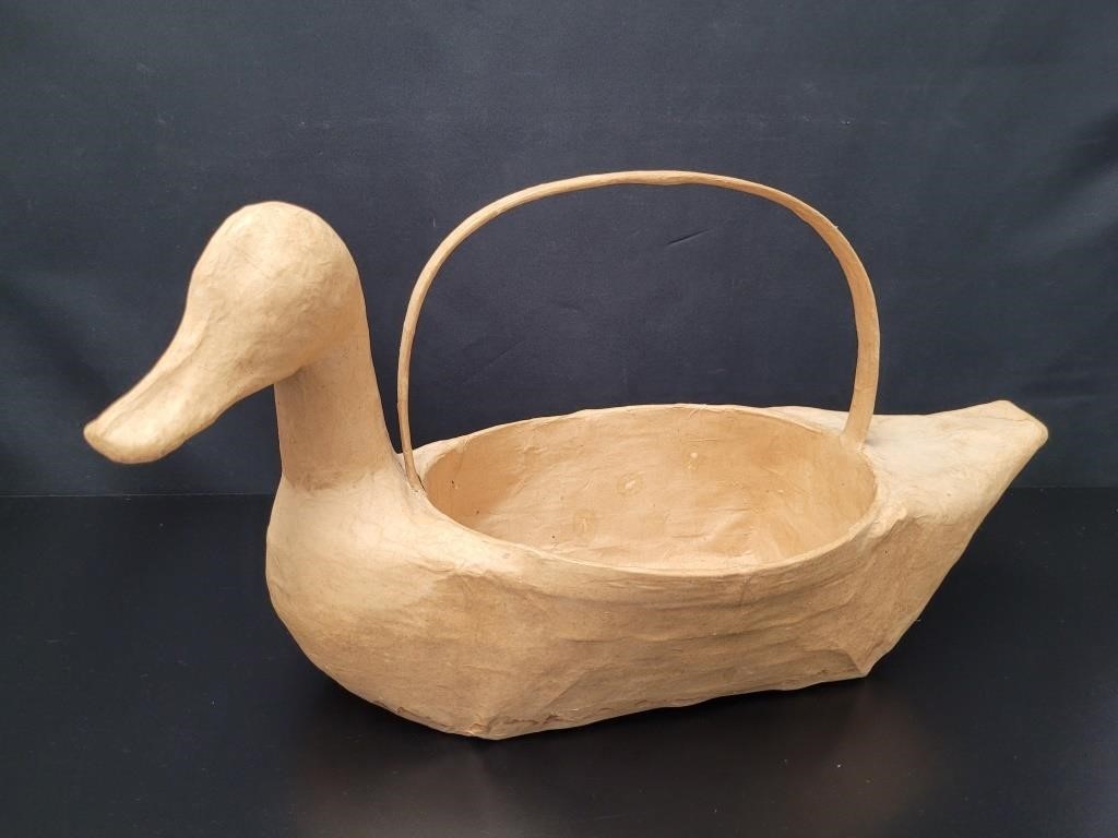 Large Folk Art Paper Marche Duck Basket