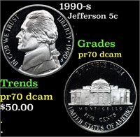 Proof 1990-s Jefferson Nickel 5c Grades GEM++ Proo