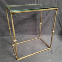 Vintage brass side table with glass top