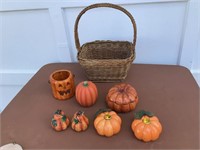 PUMPKINS AND BASKET