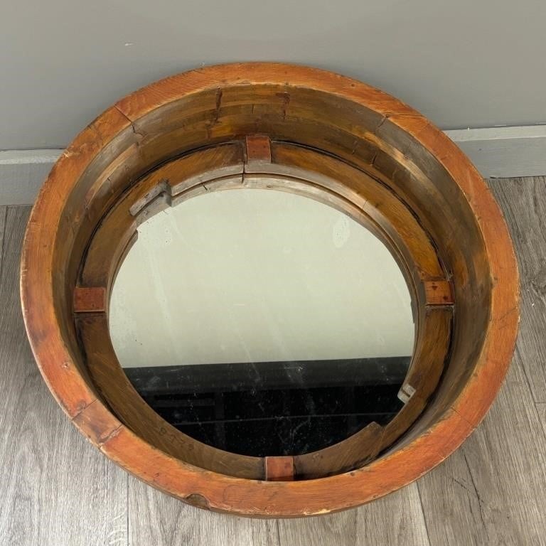 Large Wooden Porthole Mirror