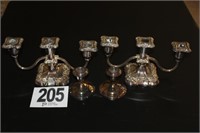 Two Pair Silver Plate Candle Holders