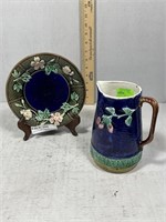 Majolica Pitcher and Luncheon Plate