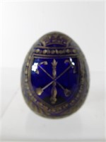Etched Blue Cobalt Glass Egg