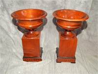 Antique Burl Wood Urns with inlay
