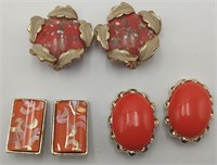 3 Pairs Vintage Orange Ear Clips