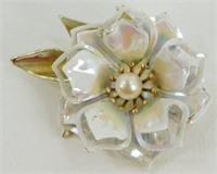 Vintage Flower Iridescent Enamel Brooch Pin