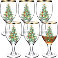 Mumufy 6 Pcs Christmas Wine Glasses Elegant Style