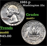 1981-p Washington Quarter 25c Grades GEM+ Unc