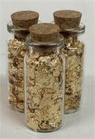 (3) GLASS VIALS OF GOLD FLAKES