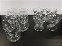 Collection of glass sundae dishes and teacups