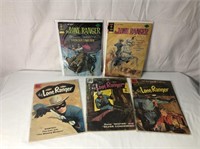 5 Vintage Lone Ranger Comic Books 1957-1976