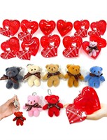 28Pack Bear Stuffed Toys Filled Valentines 3in