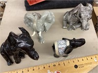 4 ceramic elephants