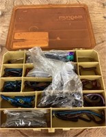 Magnum Plano tackle box filled with rubber worms