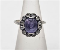 Vintage Sterling Silver 925 Ring Blue Stone