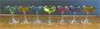 7 Crystal w/Colored Bowl Cordials
