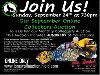 JOIN US FOR OUR ONLINE COLLECTORS AUCTION