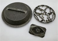tin pie cutter and cookie cutters