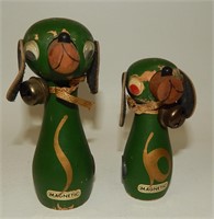 Mid Century Green Wood Dogs Magnetic