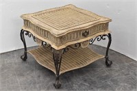 Wicker Style Single Drawer End Table