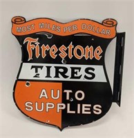 Firestone Tires Flange Porcelain Advertising Sign