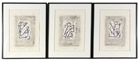 Karlton Johnson Triptych Acrylic Paper Ca.1990