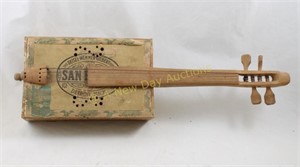 Folk Art Wood Cigar Box Guitar/Banjo Instrument