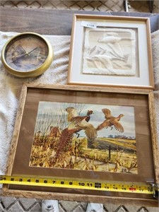 Vintage Framed Les Kouba Hunting Pheasants Print,