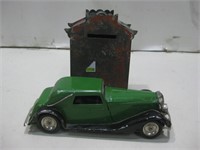 Vtg Tin Minic Toy Car & 3" Bank See Info