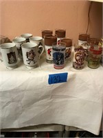 5 Norman Rockwell Mugs, 6 Glasses, +