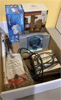 Box lot - grilling tools, Channel Master TV box,