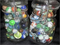 2 JARS FULL OF VTG MARBLE COLLECTION