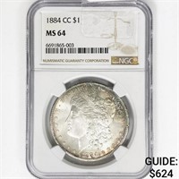 1884-CC Morgan Silver Dollar NGC MS64