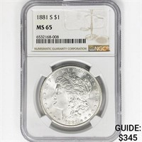 1881-S Morgan Silver Dollar NGC MS65