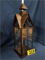 2pc. Blk. Lantern w/ glass candle holder inside