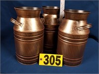 3- antique replica milk cans