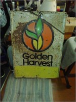 Old metal sign Golden Harvest. 20" x 28" double